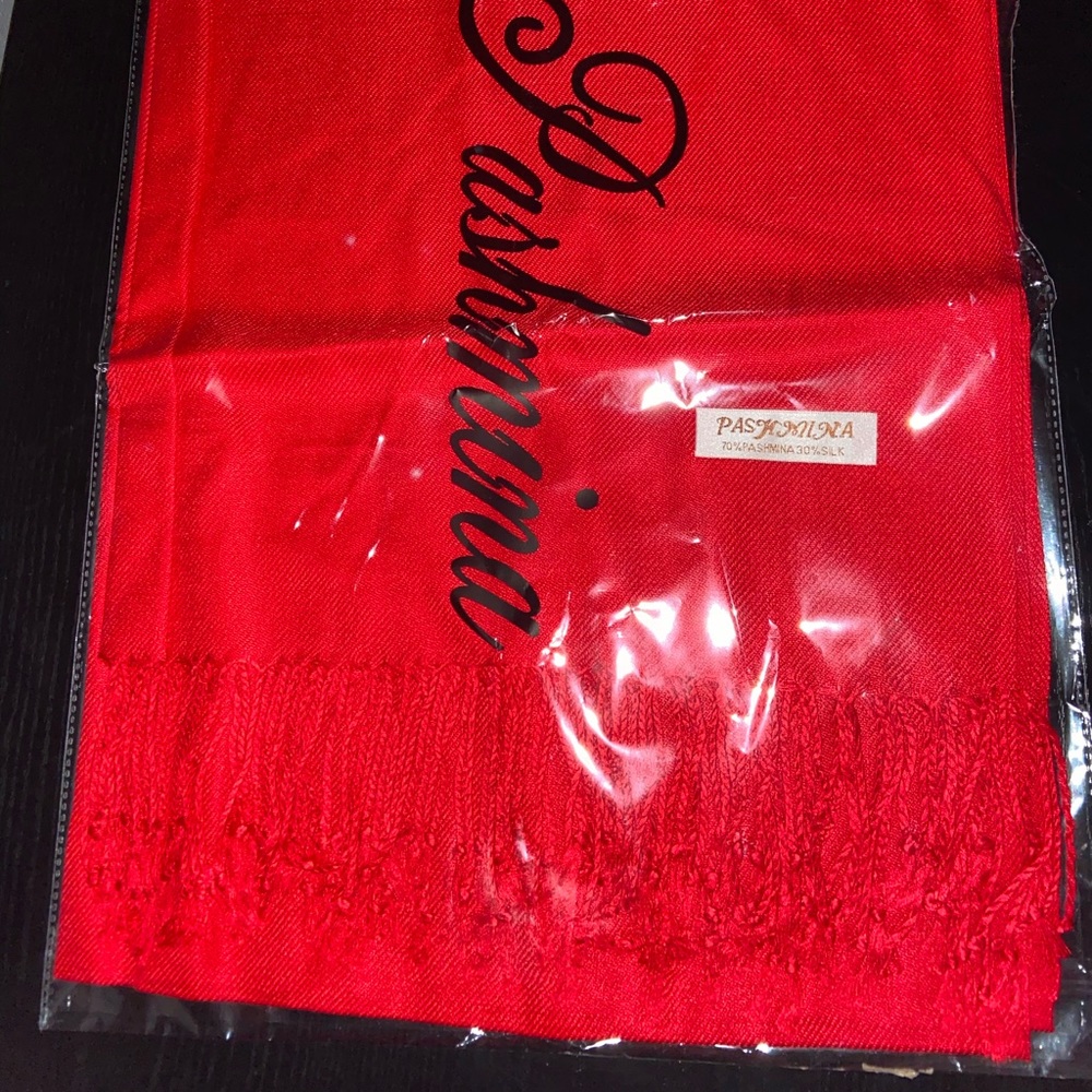 Red Plain Pashmina & Silk Blend Shawl